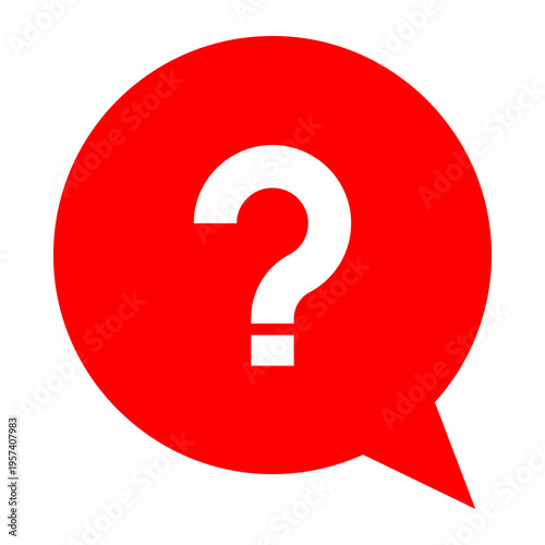 Red speech bubble question icon for chat and support