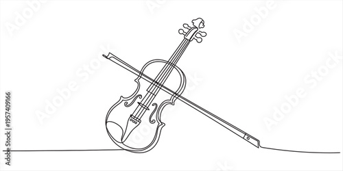 line art violin sketch on white background minimalist music concept