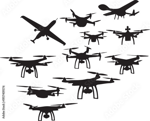 Set of 10 drone icons vector