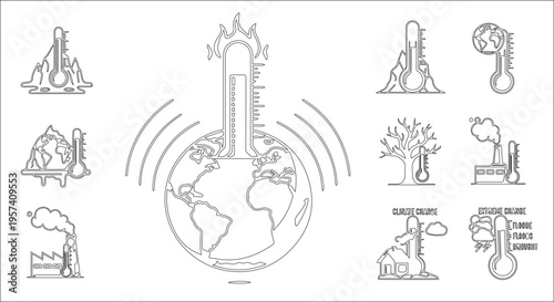 Set of hand drawn illustrations featuring electric guitar and bass musical instruments with black string elements for rock band concert design vectors