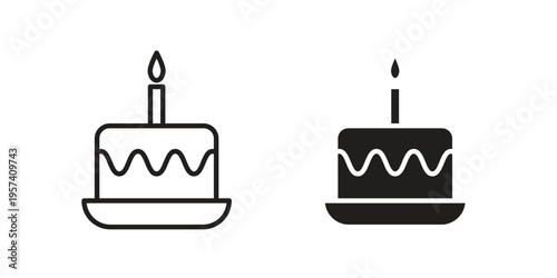Birthday cake icon. Simple outline style for web and app. Vector icon