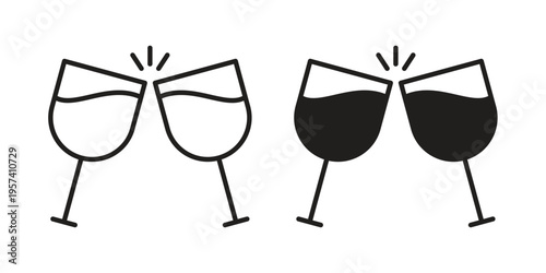 Clinking glasses icon. Simple outline style for web and app. Vector icon