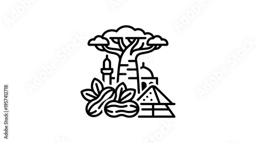 African Culture Icon Set in Linear Style