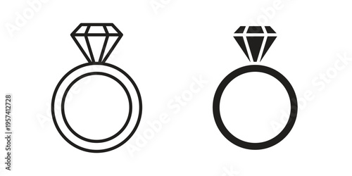 Diamond ring icon. Simple outline style for web and app. Vector icon