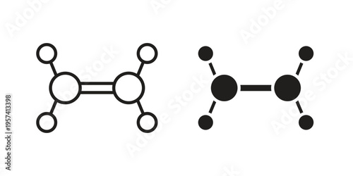 Ethylene molecule icon. Simple outline style for web and app. Vector icon