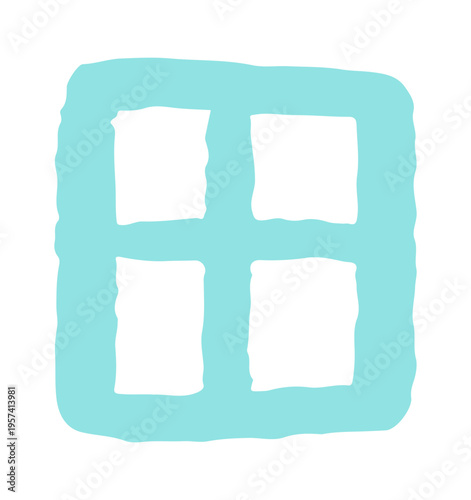 Window with four pane grid rough strokes