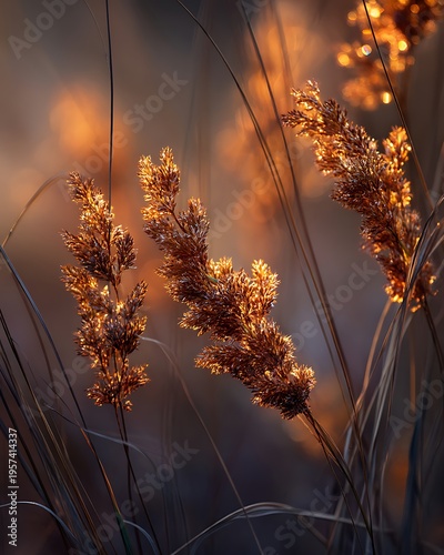 Wallpaper Mural Golden Reeds Glimmering in the Soft Light of Dawn, Capturing Nature's Beauty with Warm Tones and Delicate Textures Torontodigital.ca