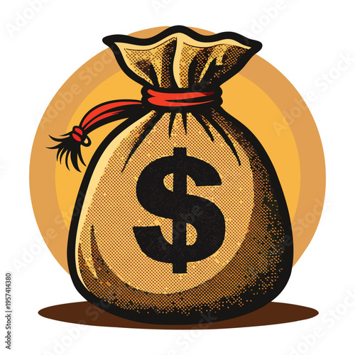 Vector illustration of a money bag with dollar sign