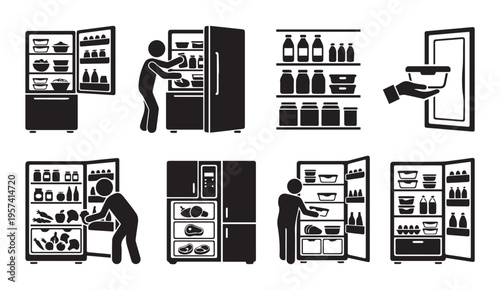 Everyday activities involving the use of different types of refrigerators