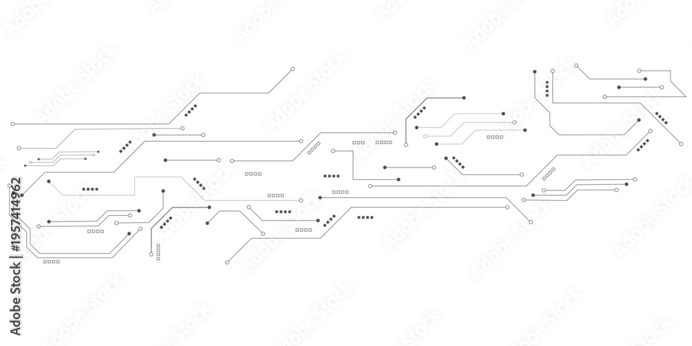 Obraz premium Vector Technology black circuit diagram concept. Abstract technology on white background. 