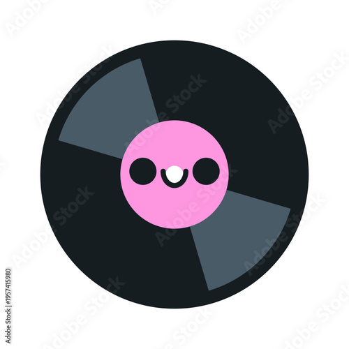 Vinyl record with happy face and glossy grooves