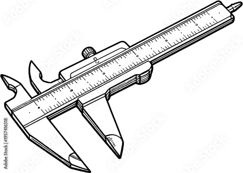 Vernier Calipers Line Drawing – Minimal Precision Tool Illustration