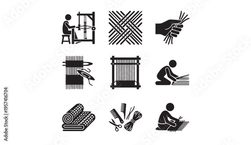 Traditional textile and weaving craft techniques illustrated