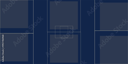 Modern dark blue and golden color square overlap pattern on dark background with shadow. Abstract trendy color geometric shape with copy space. Luxury and elegant concept.