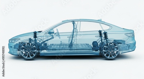 A detailed blueprint of a car showcasing its internal mechanics and structure