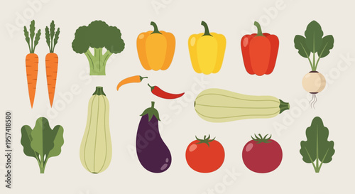 Variety of colorful fresh vegetables.