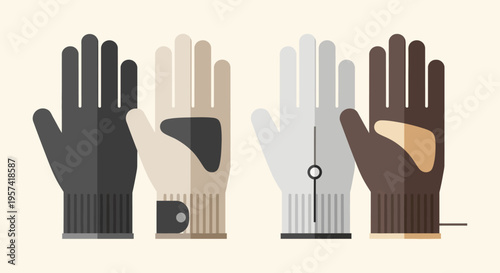 Variety of colorful winter gloves.