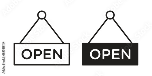 Open sign. Simple outline style for web and app. Vector icon