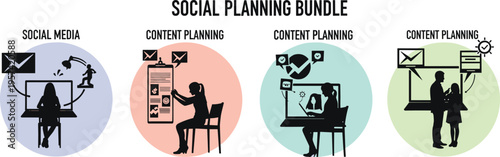 Social media planning bundle for content marketing digital strategy scheduling and online business management workflow
