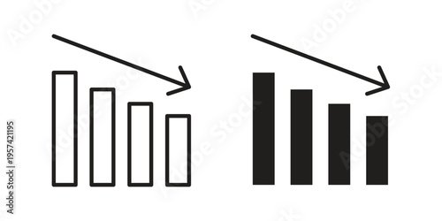 Reduction chart icon. Simple outline style for web and app. Vector icon