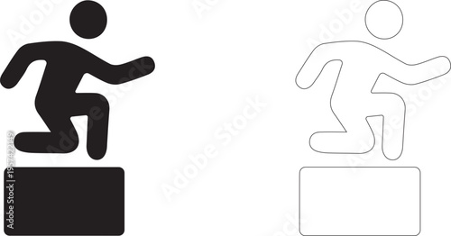 Jump to Box. Vector icon of functional training at home for fitness apps.