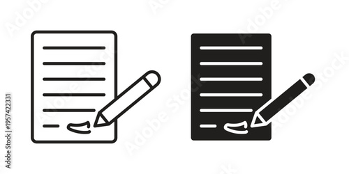 Signed document icon. Simple outline style for web and app. Vector icon