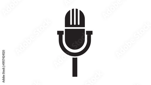 Microphone icon with a classic retro design, perfect for audio recording and broadcasting purposes. featuring mic, sound, broadcast with podcast and