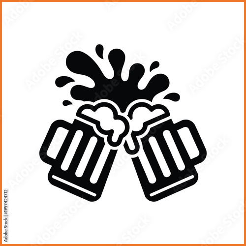 Whiskey Glass Toast with Splash and Ice Cubes Vector Illustration