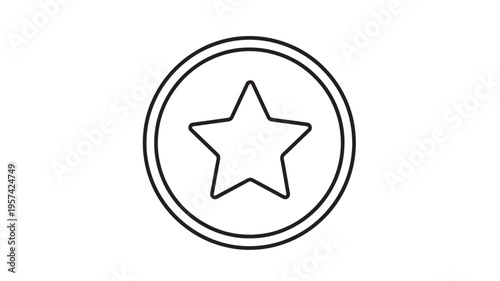 Star icon with a double circle outline for rating or favorite selection in simple graphic design. featuring symbol, illustration, success with
