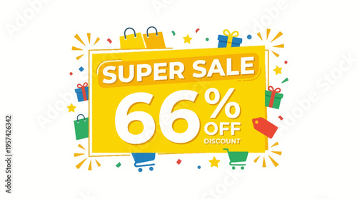 Super Sale Banner with 66% Off Discount