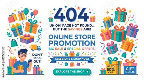 Online Store Promotion 404 Error Page Design