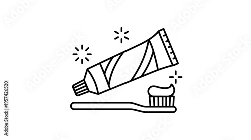 Toothpaste Tube Squeezing Paste onto Toothbrush