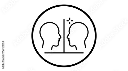 Self-Reflection Concept with Heads in Circle