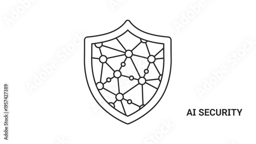 Abstract security shield icon with interconnected nodes, symbolizing advanced artificial intelligence protection and data network safeguarding
