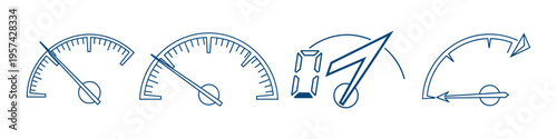 Car speedometer and tachometer gauges for dashboard instrument display in vector