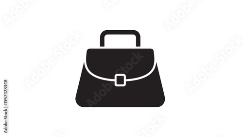 Handbag icon with a simple curved top and a small square buckle detail, isolated on white background for graphic design.