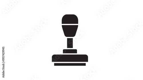 Stamp icon with a simple black design representing official approval or authentication featuring seal, mark, symbol with accepted and confirmed