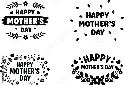 Set of 4 Happy Mother’s Day Silhouettes for Print on Demand