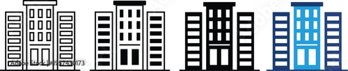 Office building icon representing business. Central Corporate Workplace Symbol, Formal Office Building Icon. building icon representing a city skyline or business district. corporate company and comme