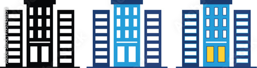 Office building icon representing business. Central Corporate Workplace Symbol, Formal Office Building Icon. building icon representing a city skyline or business district. corporate company and comme