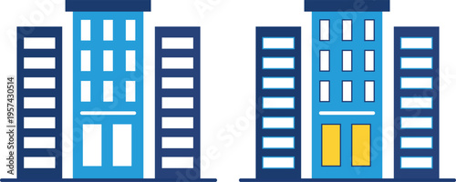 Office building icon representing business. Central Corporate Workplace Symbol, Formal Office Building Icon. building icon representing a city skyline or business district. corporate company and comme