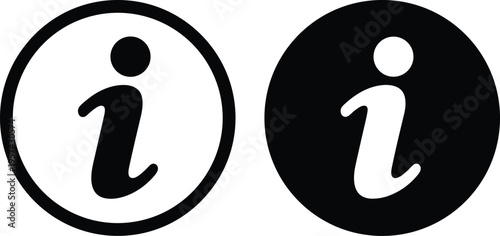 Information icon set in outline and silhouette styles, modern vector illustration symbolizing help, guidance, user interface support, knowledge access, and informational design concepts.