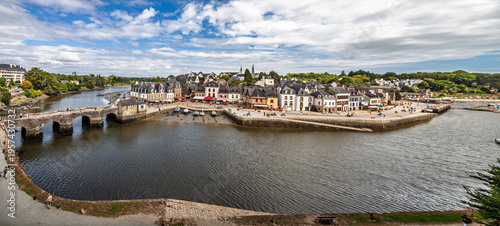 Panoramic view Saint-Goustan Port Auray Brittany France historic town bridge