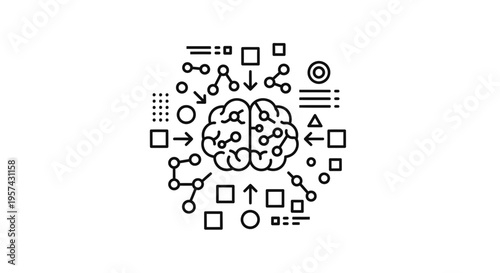 Abstract AI Brain Network Concept: Data Flow and Neural Connections