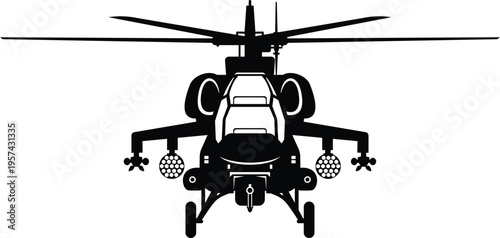 Air Superiority: Detailed Military Attack Helicopter Silhouette