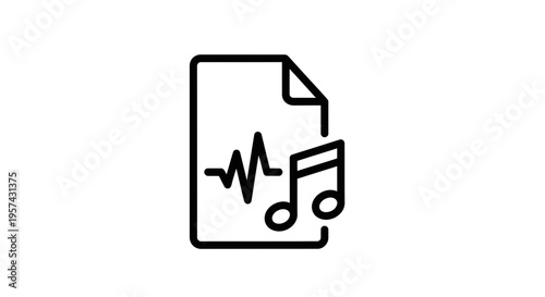 Audio File Icon with Sound Wave and Music Note, Digital Audio Recording Concept