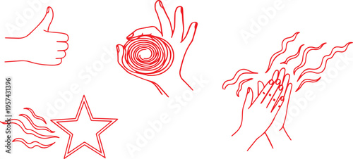 Abstract vector illustration of a hand creating a heart shape on a decorative romantic background.