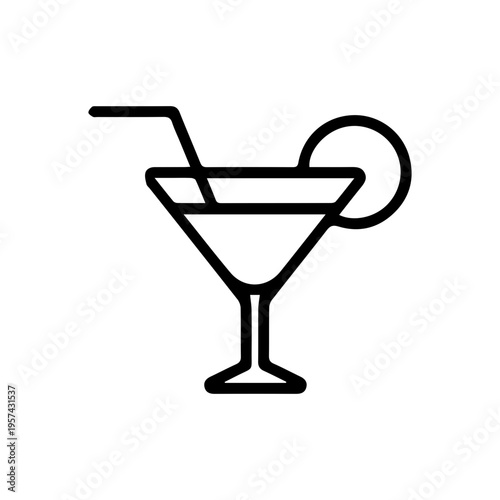 Martini glass with straw
