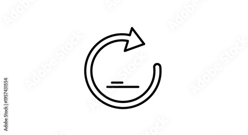 Circular Arrow Icon with Horizontal Line, Refresh or Reload Symbol