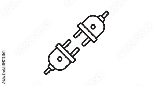Plugs and sockets simple outline icon representing connection and disconnection, with clean lines on a white background.